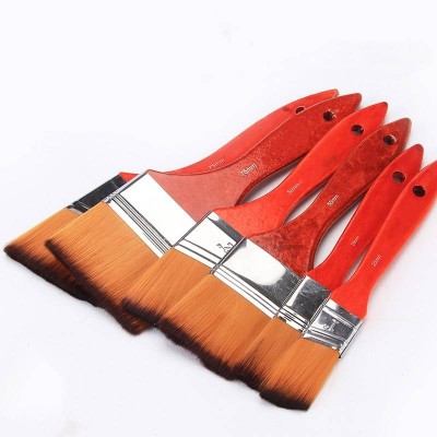 Factory Wholesale Nylon Hair Flat Paint Oil Wall Painting Art Supplies Artist Brush